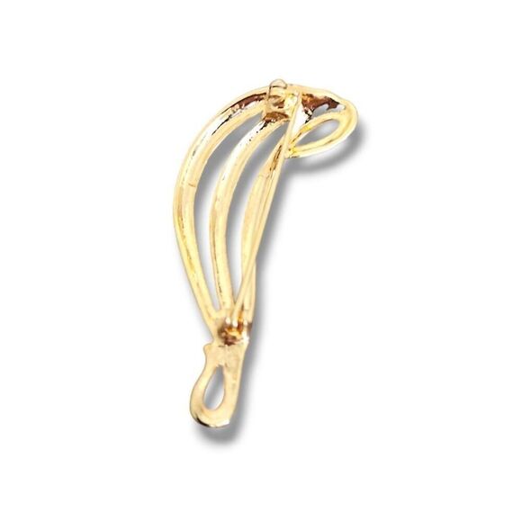 80's Vintage Women's Gold Toned Swirly Musical Note Brooch Pin Elegant Academia - Picture 3 of 4
